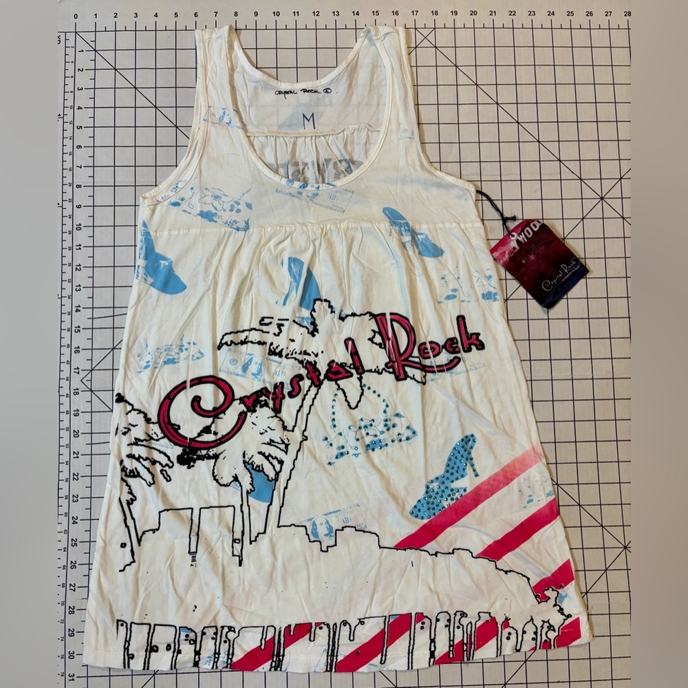 NWT‎ Christian Audigier Women’s Size Medium Crystal Rock Hollywood Shirt - Picture 2 of 8